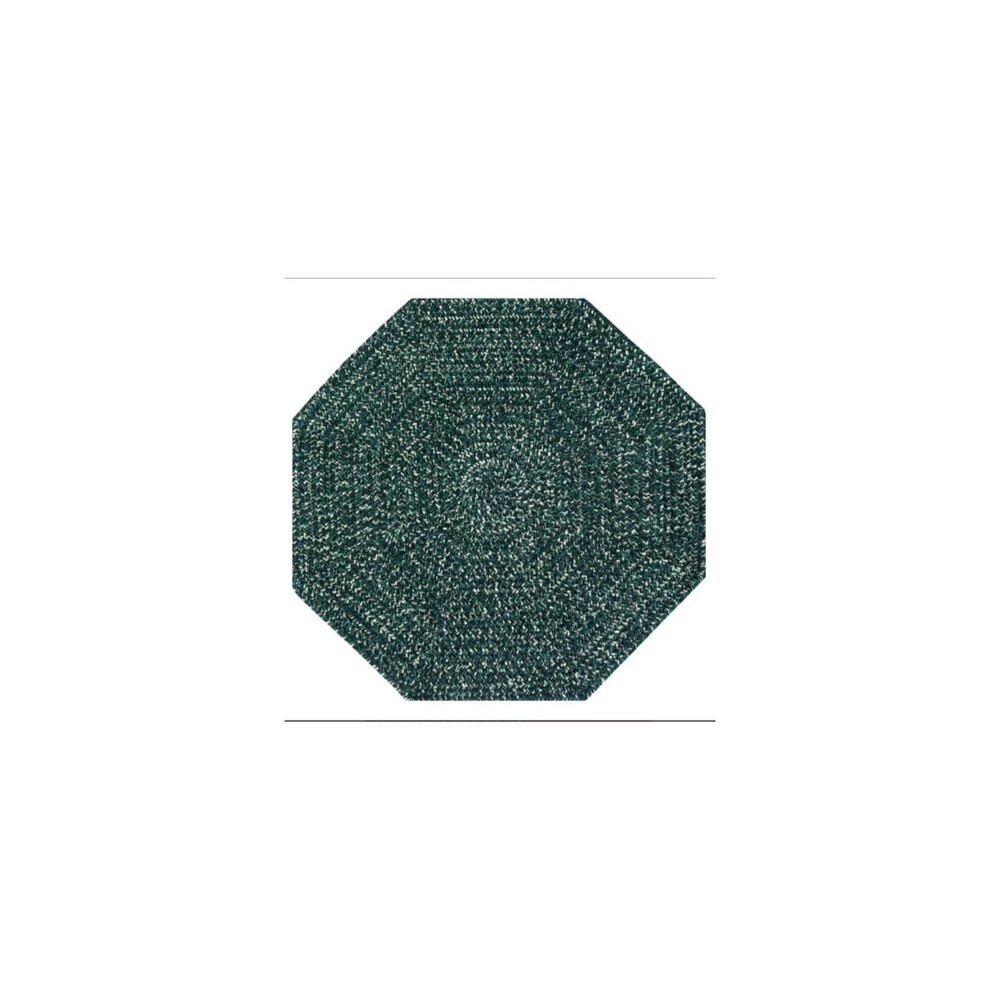 Better Trends - Chenille Tweed & Solid Braid Emerald Green Octagon Rug - 72"